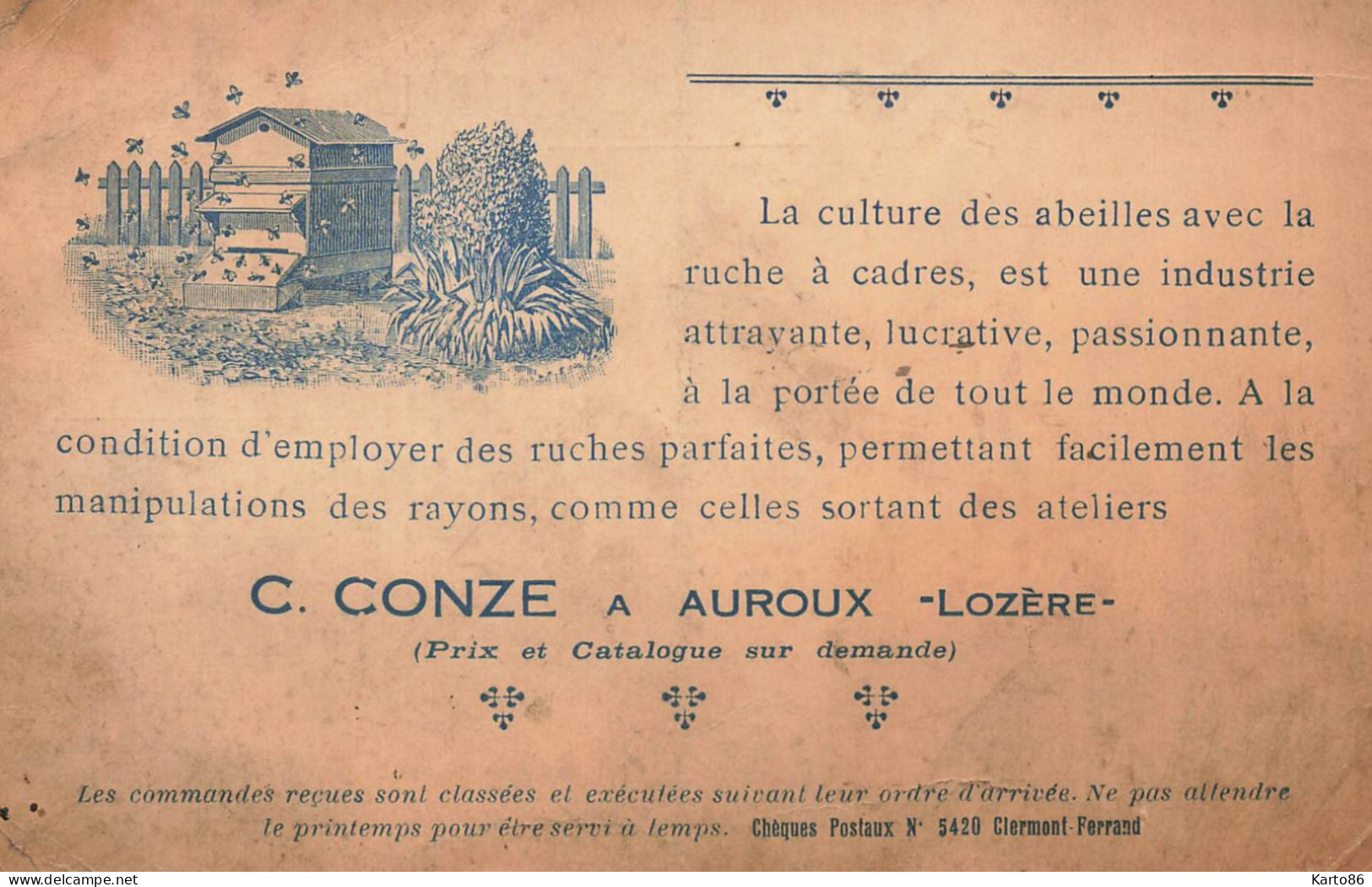 Auroux * Apiculteur C. CONZE * Culture Des Abailles Avec La Ruche à Cadres * Rucher Ruches Miel Apiculture * SIGNéE !! - Andere & Zonder Classificatie