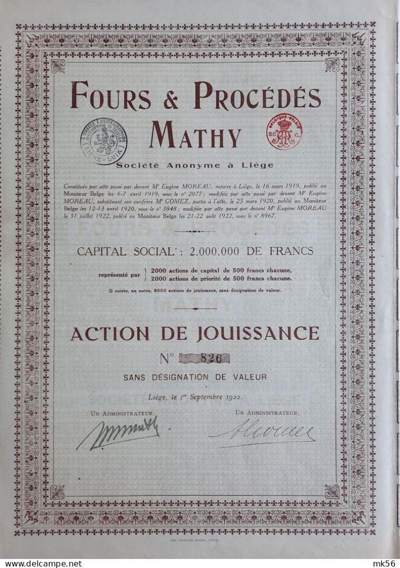 Fours Et Procédés Mathy - Liège - 1922 - Industrie