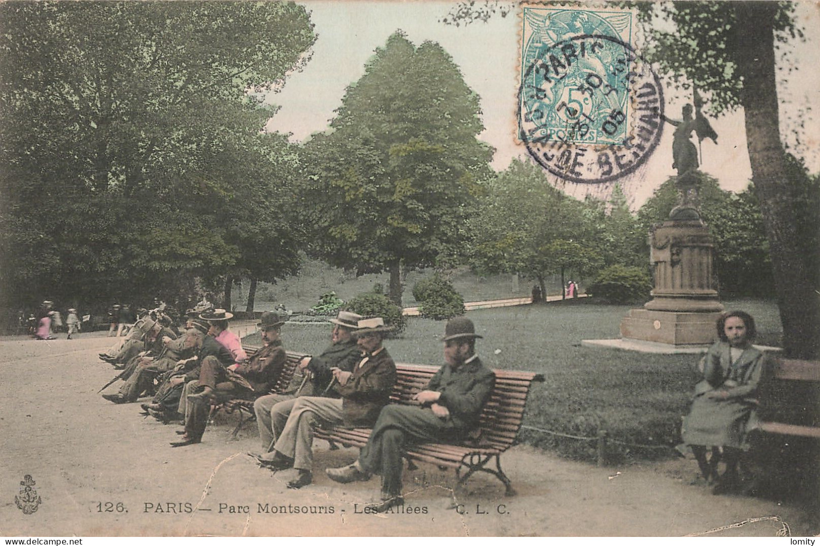 75 Paris Parc Montsouris Les Allées CPA Carte Couleur , Cachet 1905 - Parks, Gärten