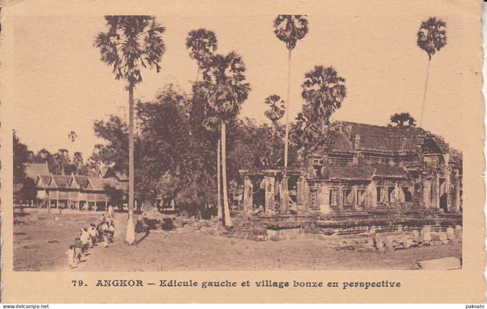 ANGKOR - Edicule Gauche Et Village Bonze En Perspective Paulussen N° 79 CAMBODGE Indochine Cambodia - Kambodscha