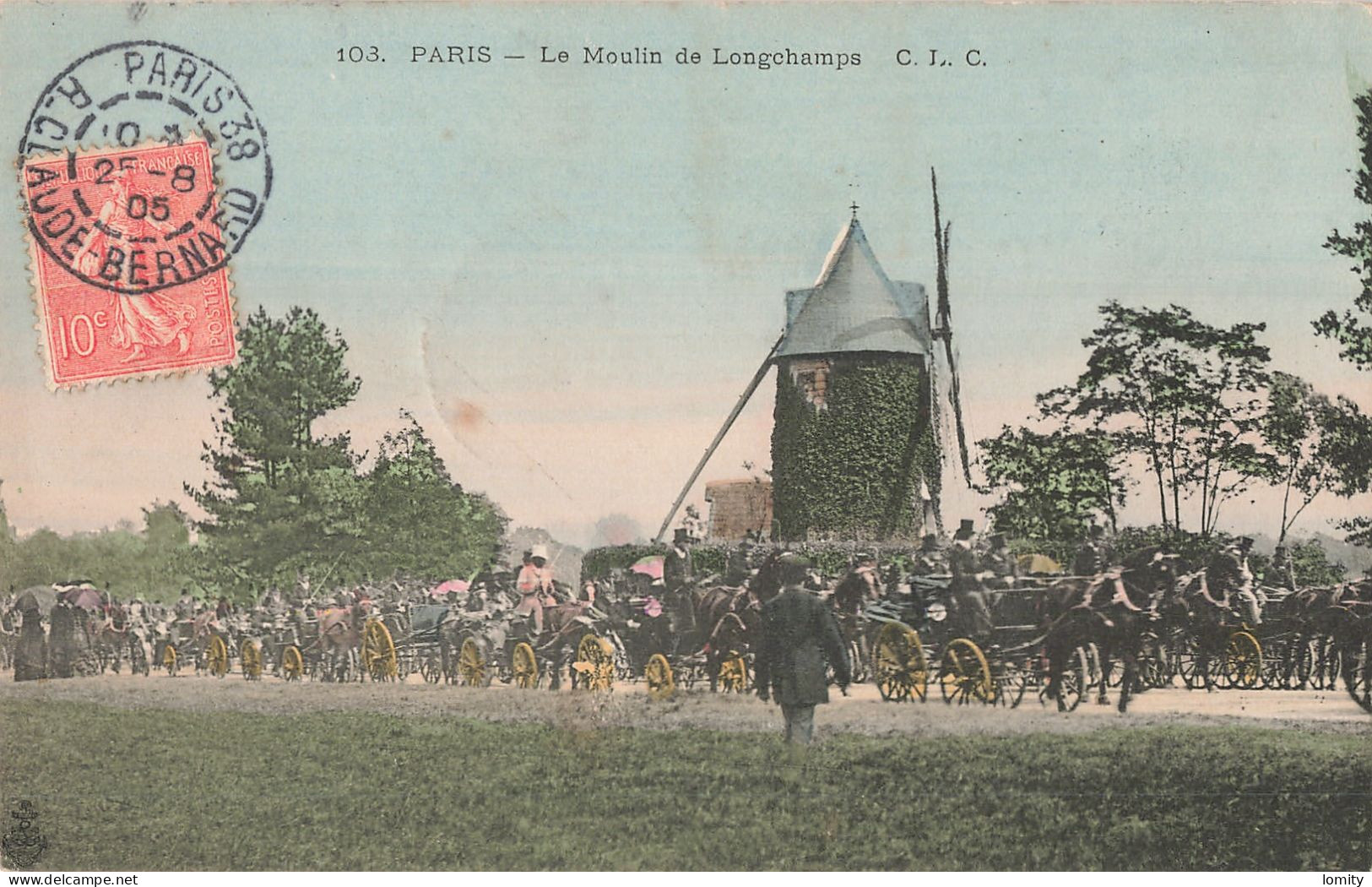 75 Paris Le Moulin De Longchamps Bois De Boulogne CPA Carte Couleur , Cachet 1905 - Parken, Tuinen