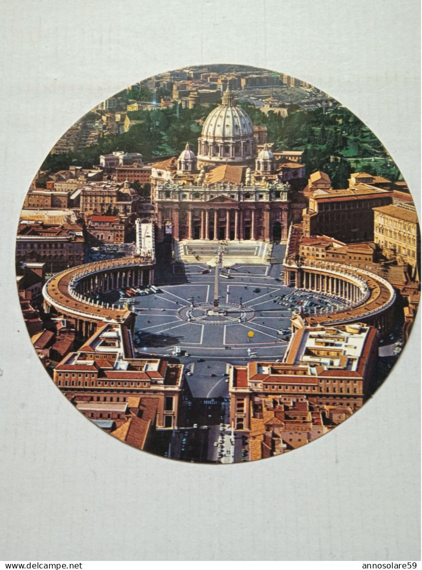 CARTOLINA FORMA ROTONDA - ROMA, PIAZZA S. PIETRO E PANORAMA - NON VIAGGIATA - F/G - COLORI - LEGGI - San Pietro