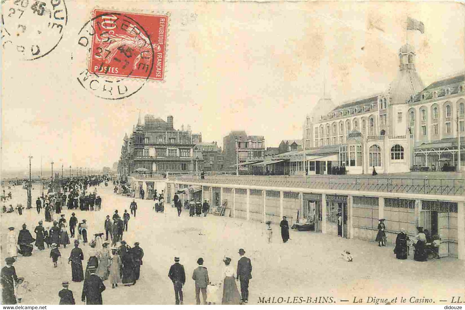 59 - Malo Les Bains - La Digue Et Le Casino - Animée - Correspondance - CPA - Oblitération Ronde De 1911 - Voir Scans Re - Malo Les Bains