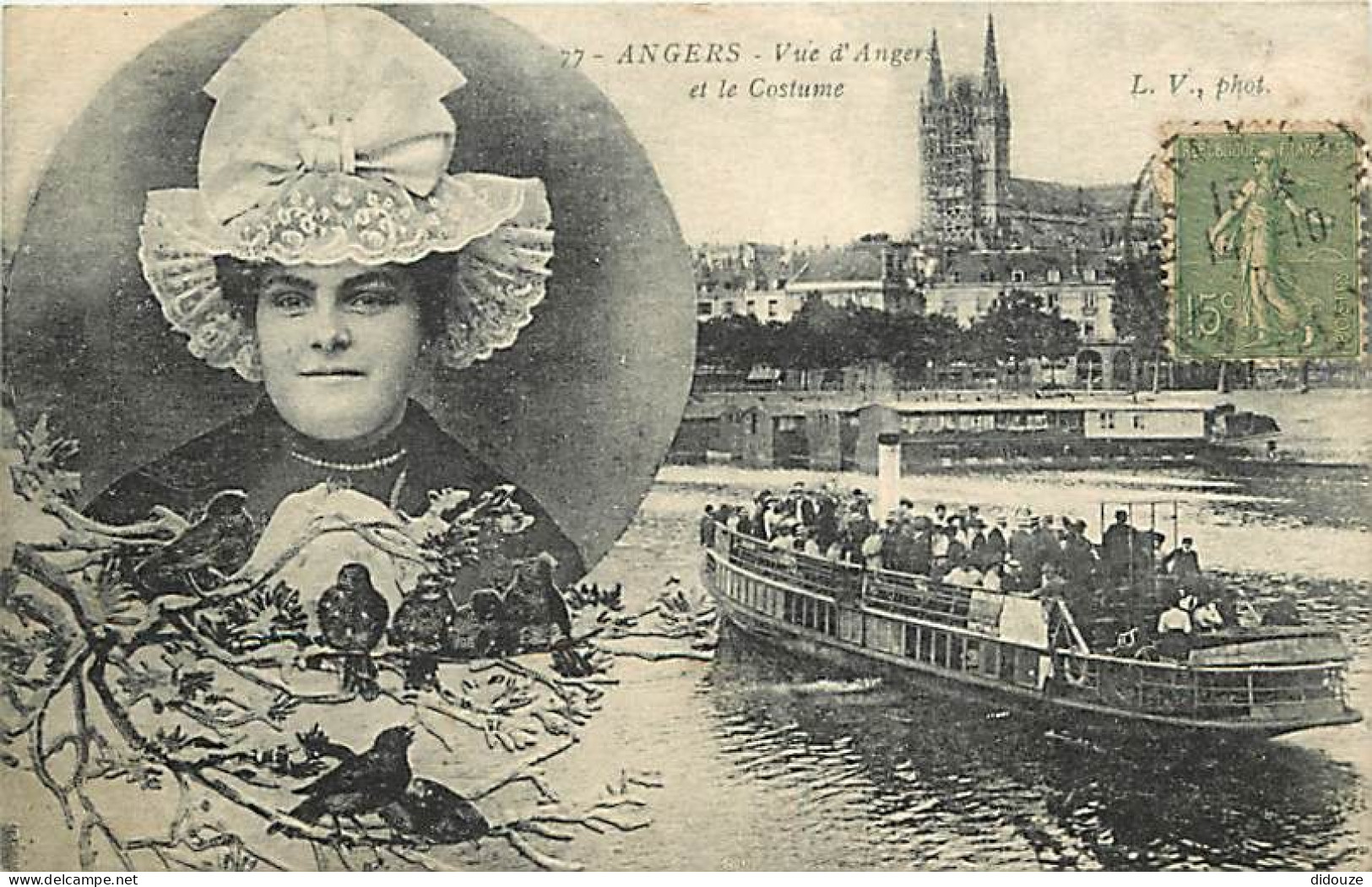 49 - Angers - Vue D'Angers Et Le Costume - Animée - Folklore - Oblitération Ronde De 1920 - CPA - Voir Scans Recto-Verso - Angers