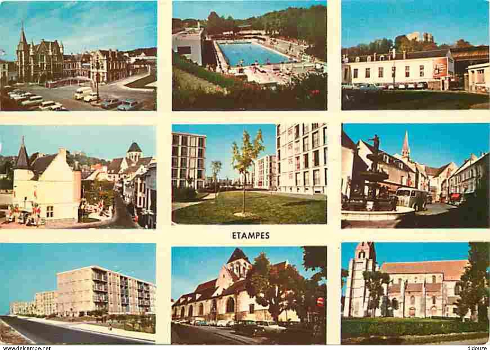 91 - Etampes - Multivues - Automobiles - Piscine - Flamme Postale - CPM - Voir Scans Recto-Verso - Etampes