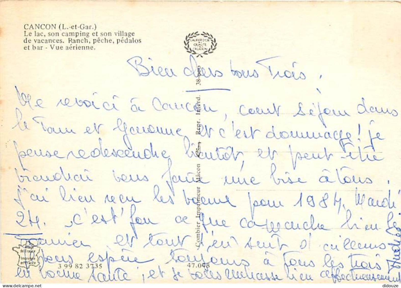 47 - Cancon - Le Lac, Son Camping Et Son Village De Vacances. Ranch, Pêche, Pédalos Et Bar - Vue Aérienne. - CPM - Voir  - Autres & Non Classés