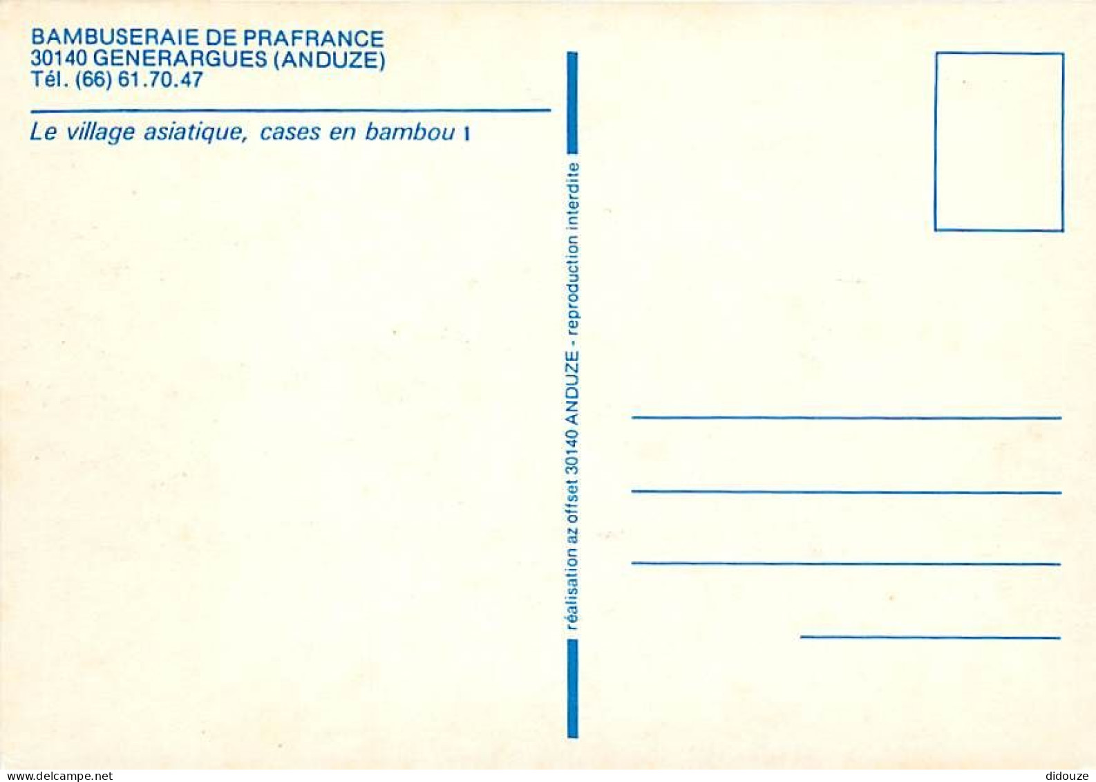 30 - Anduze - Générargues - Bambouseraie De Prafrance - Le Village Asiatique, Cases En Bambou - Carte Neuve - CPM - Voir - Anduze