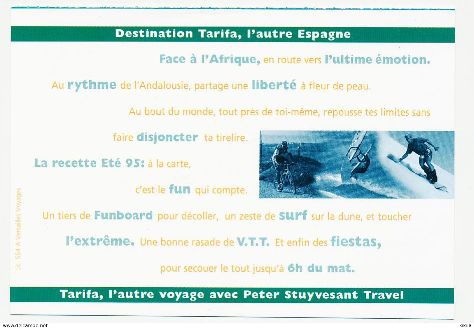 CPM 10.5 X 15 Destination TARIFA, L'autre Espagne (66) Funboard Surf VTT Fiestas Avec Peter Stuyvesant Travel Eté 1995 - Sonstige & Ohne Zuordnung