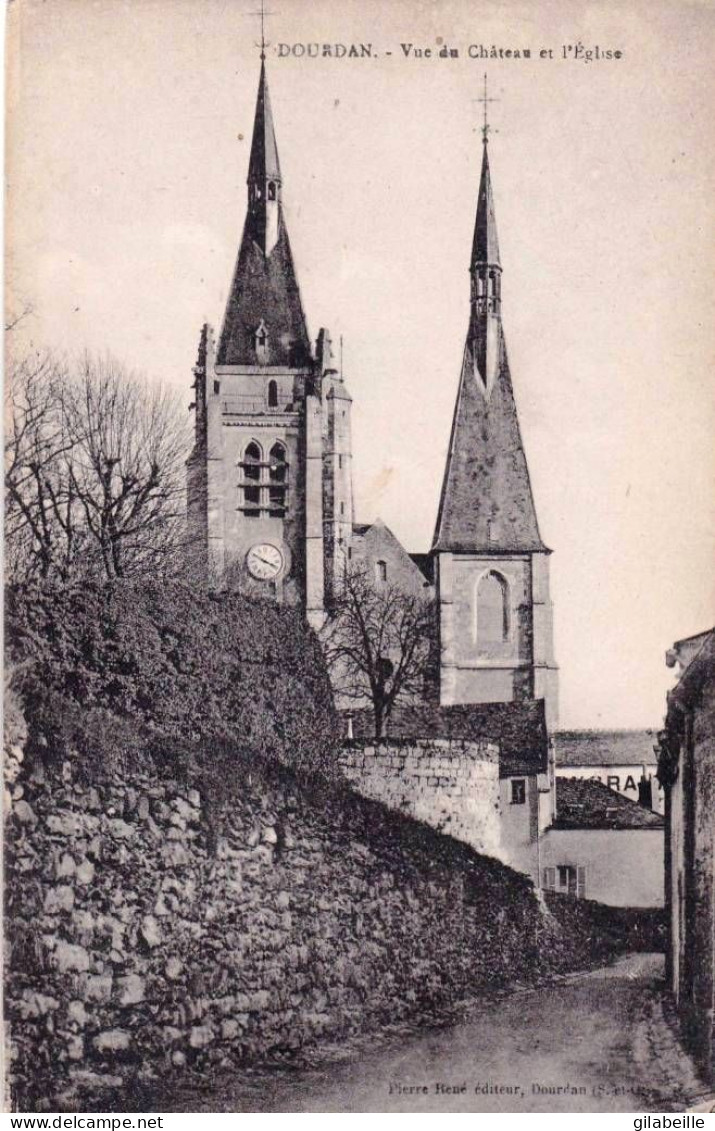 91 - Essonne -  DOURDAN -  Vue Du Chateau Et L église - Dourdan