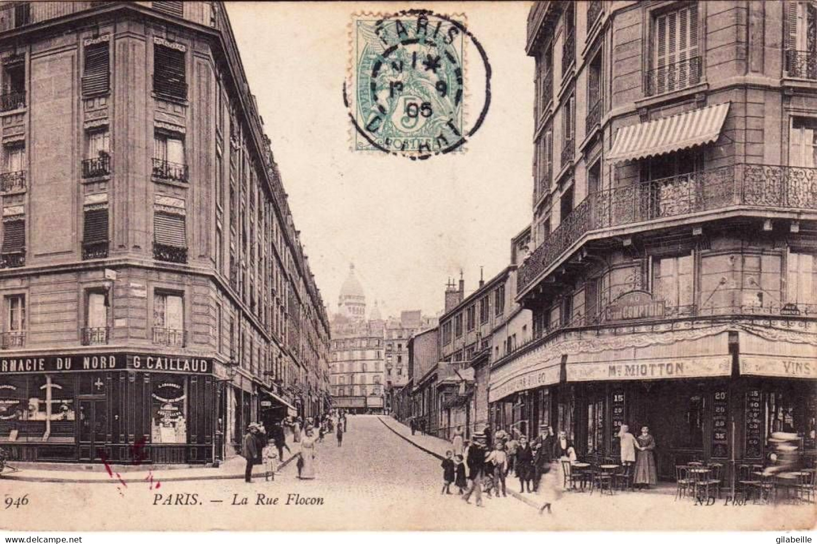 75 - PARIS 18 - La Rue Flocon - Pharmacie Du Nord  - Café "au Grand Comptoir" - Paris (18)