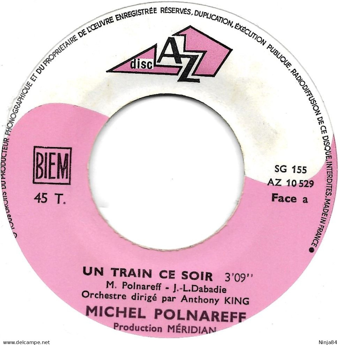 SP 45 RPM (7") Michel Polnareff  "  Un Train Ce Soir  " - Sonstige - Franz. Chansons