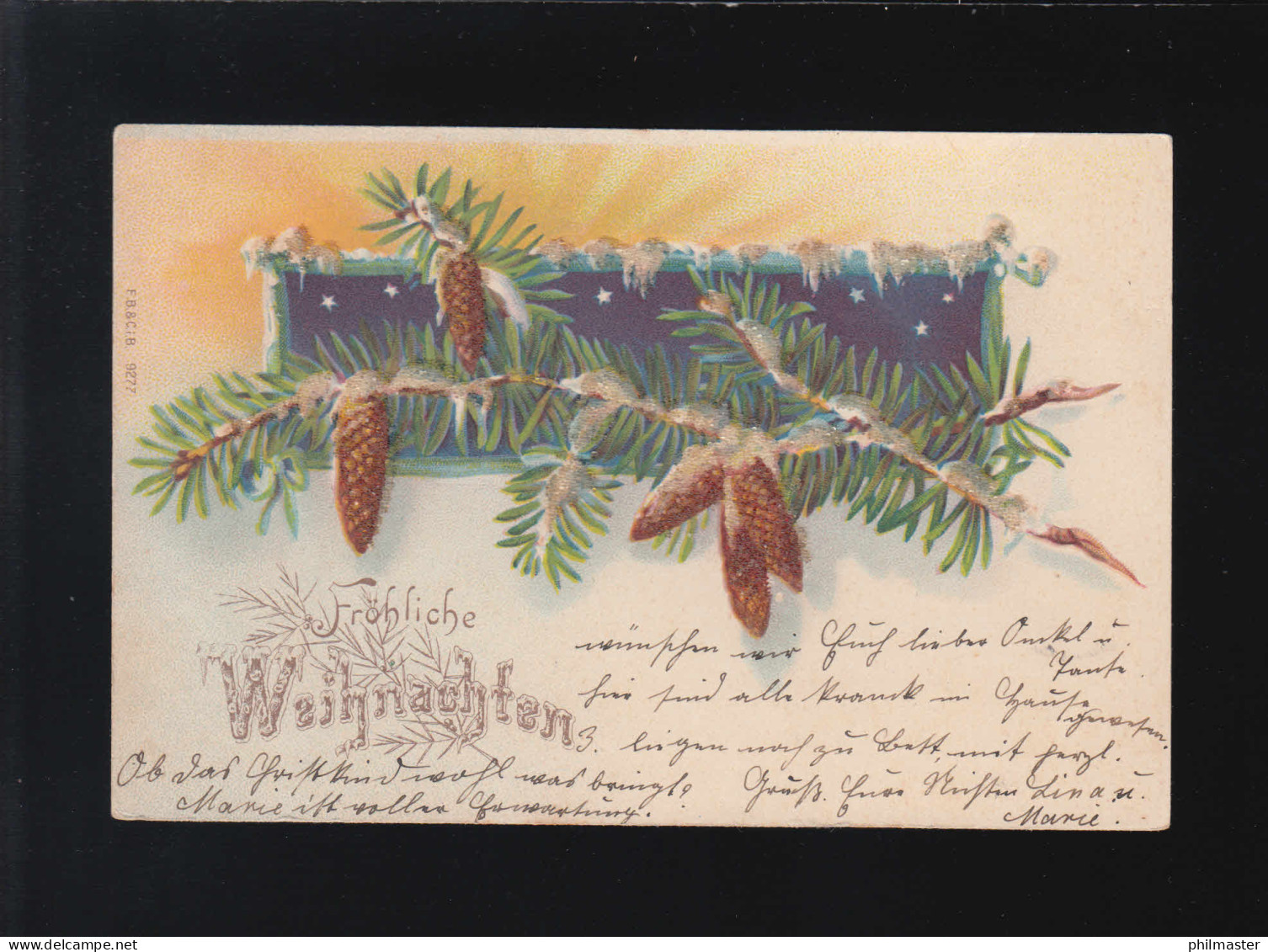 Fröhliche Weihnachten Tannenzweig Reisig Zapfen, Barmen/Osnabrück 23.+24.12.1901 - Tegenlichtkaarten, Hold To Light