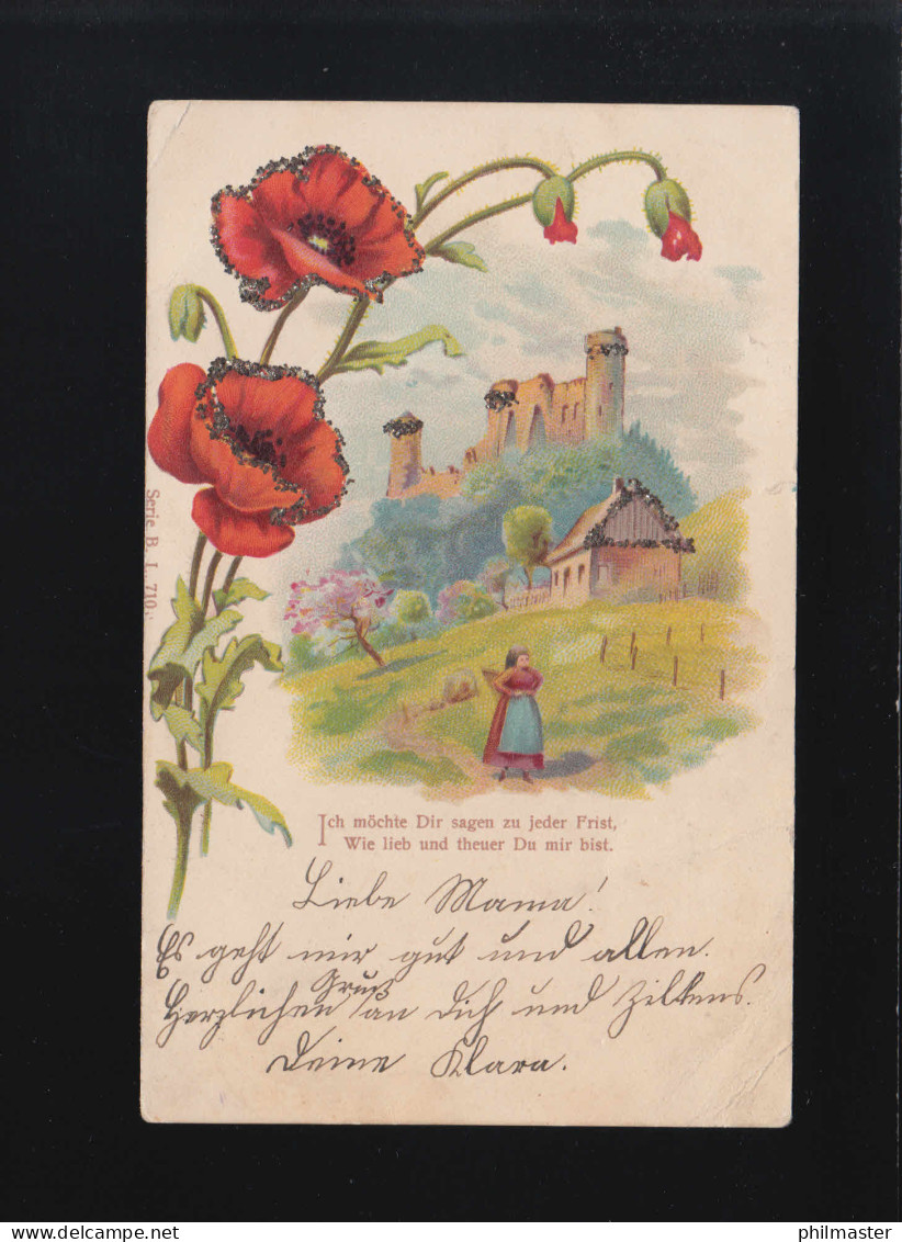 Roter Mohn, Ich Möchte Dir Sagen Zu Jeder Frist, Strassburg /Cöln 22.+ 23.1.1901 - Tegenlichtkaarten, Hold To Light
