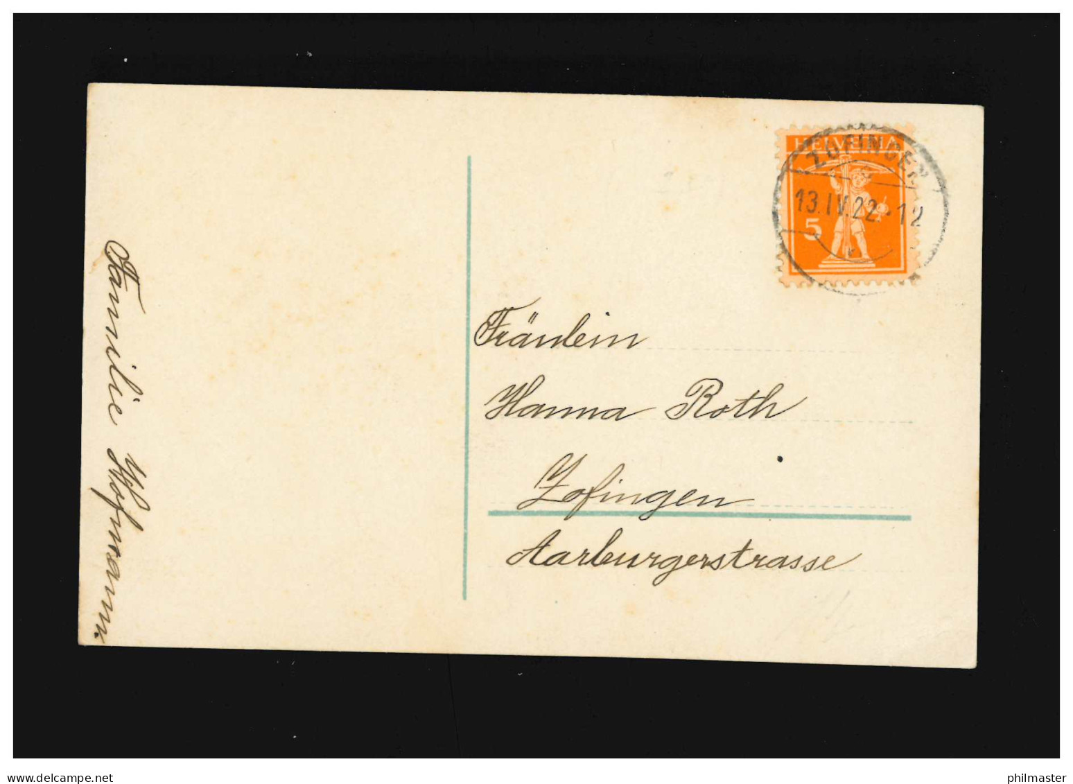 Konfirmation Glückwunsch Mädchen Kirche Blumen, Zofingen (Aargau) 13.4.1922 - Sonstige & Ohne Zuordnung