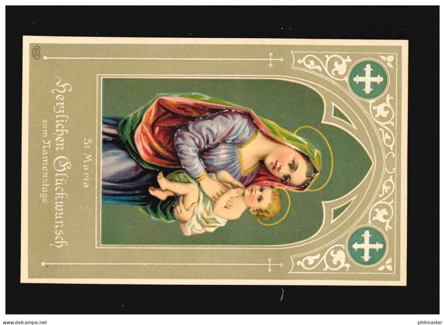 Namenstag Heilige Maria Mit Jesus Kind Prägekarte, Ungebraucht - Andere & Zonder Classificatie