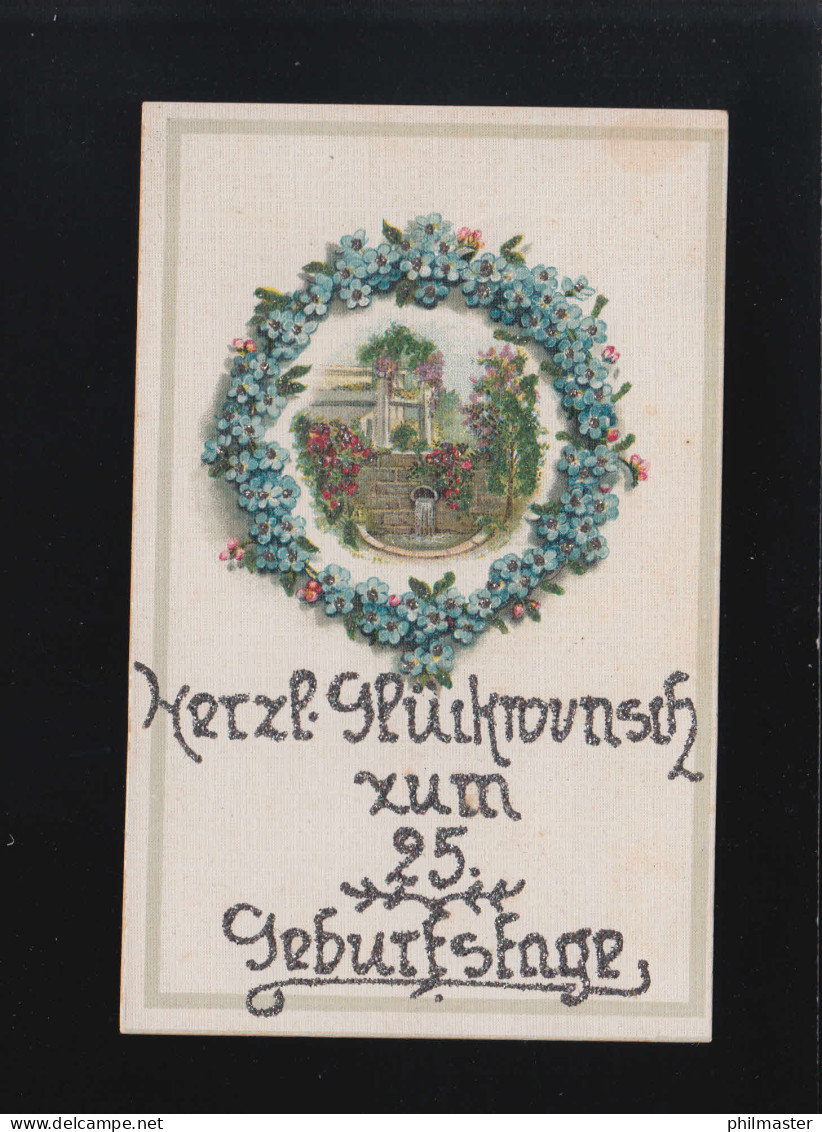 Herzlichen Glückwunsch 25. Geburtstag Blumen Kranz, Spitzcunnersdorf 3.8.1920 - Contre La Lumière