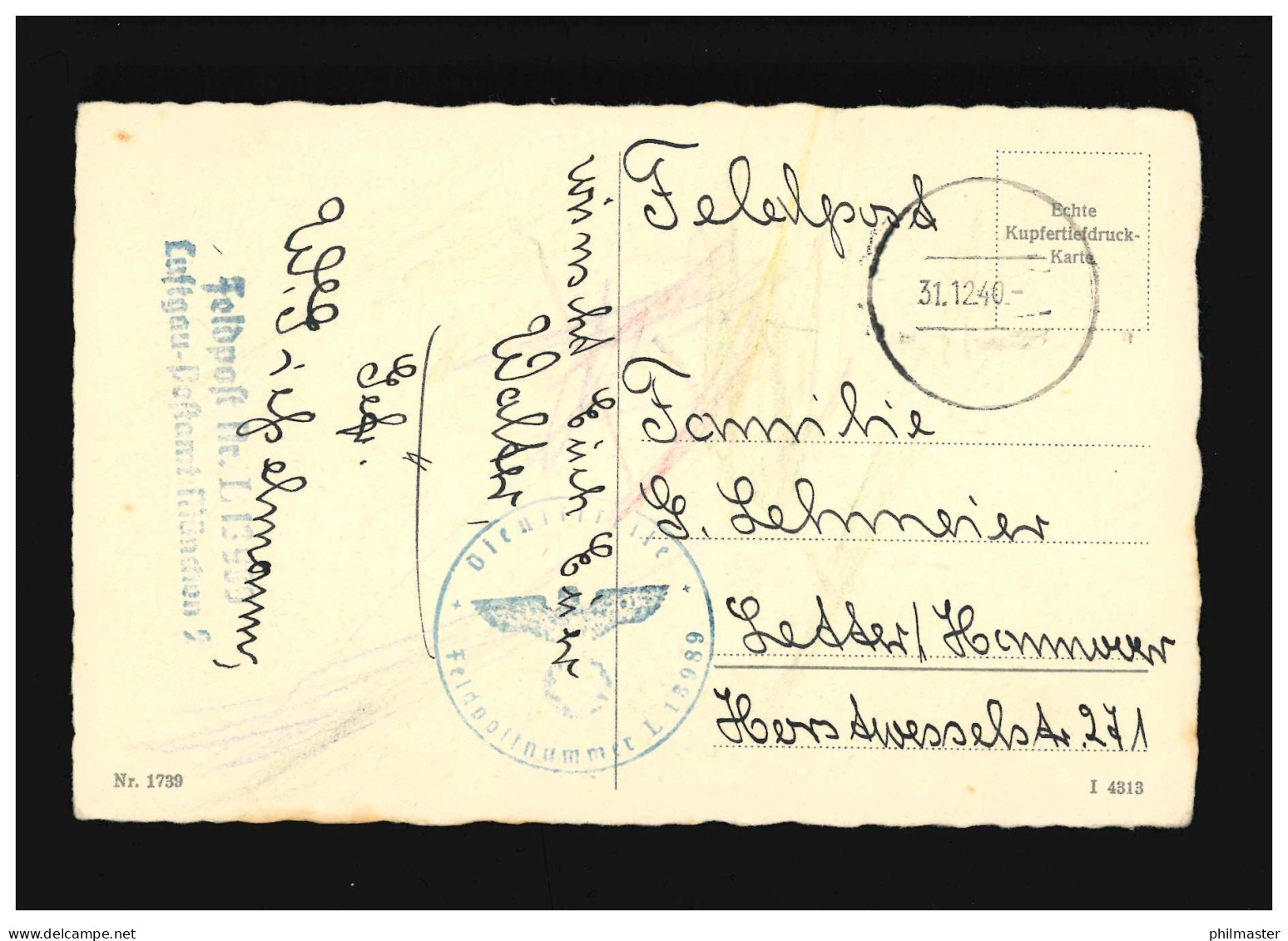 Neujahr Schwein Im Korb Mit Glücksklee, Feldpost, Gelaufen 31.12.1940 München - Altri & Non Classificati