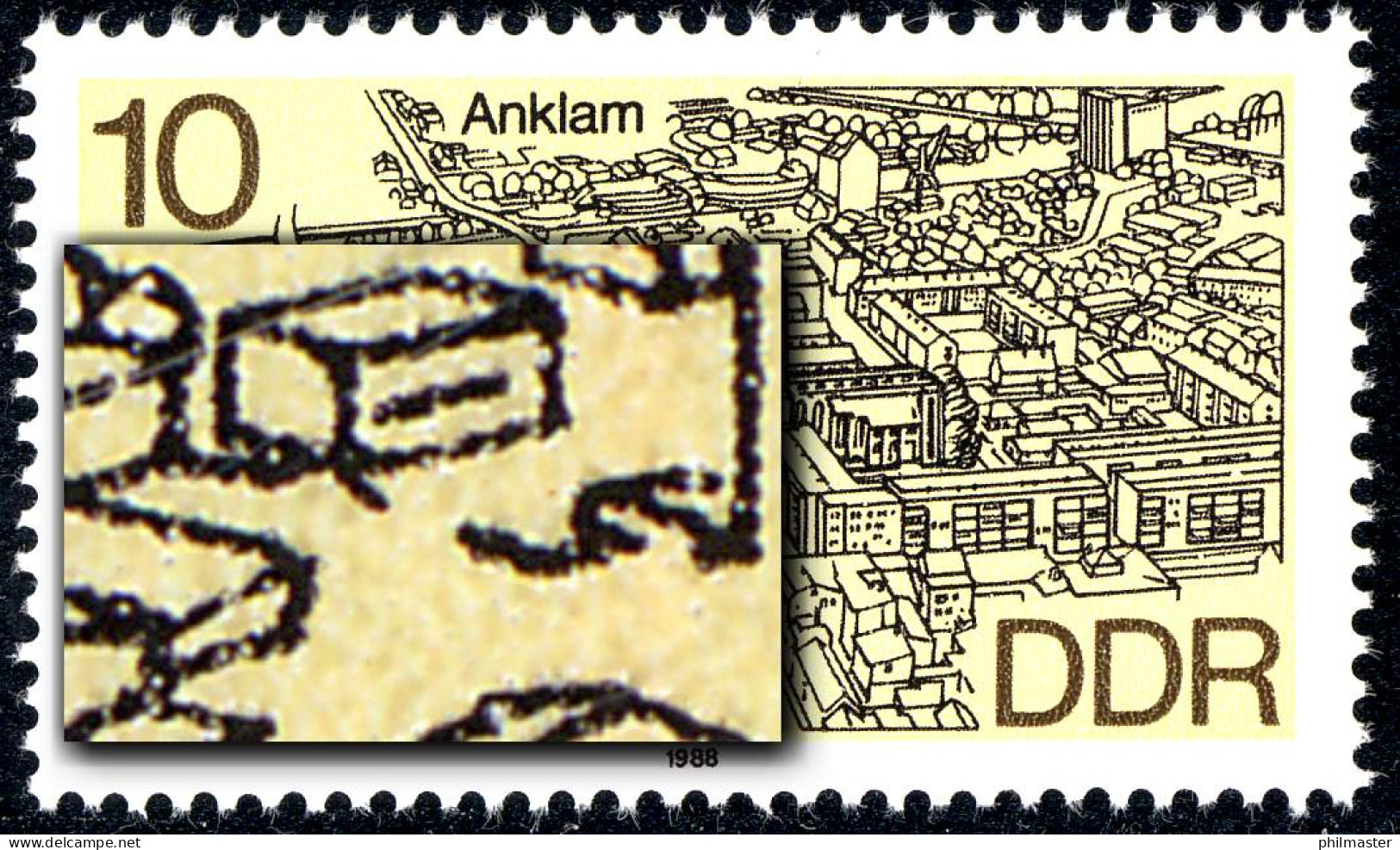 3162 Anklam: Linienbruch Rechts Vor Dem Gebäude, Feld 30, ** Postfrisch - Variedades Y Curiosidades