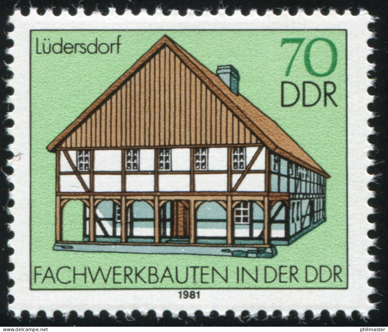 2628 Lüdersdorf Mit PLF: Gebrochenes Fachwerk Rechts Unter Dem Dach, Feld 8 ** - Variétés Et Curiosités