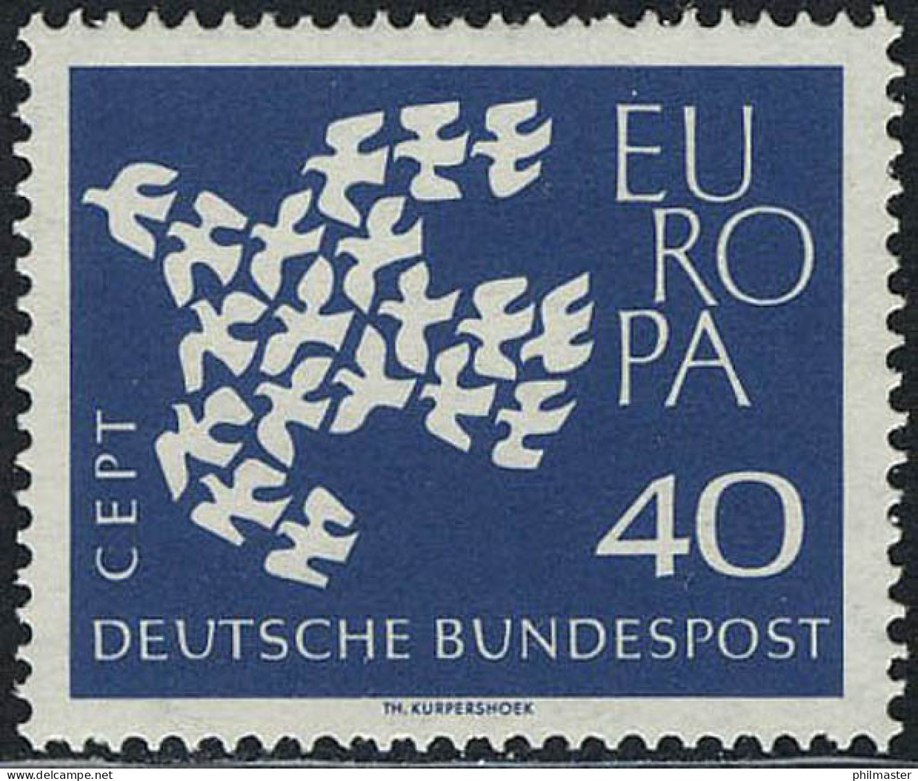 368xw Europa/CEPT 40 PF Taube Glatte Gummierung, ** - Unused Stamps