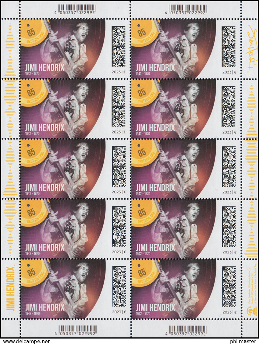 3780 Legenden Der Pop-/Rockmusik: Jimi Hendrix - 10er-Bogen ** / MNH - 2001-2010