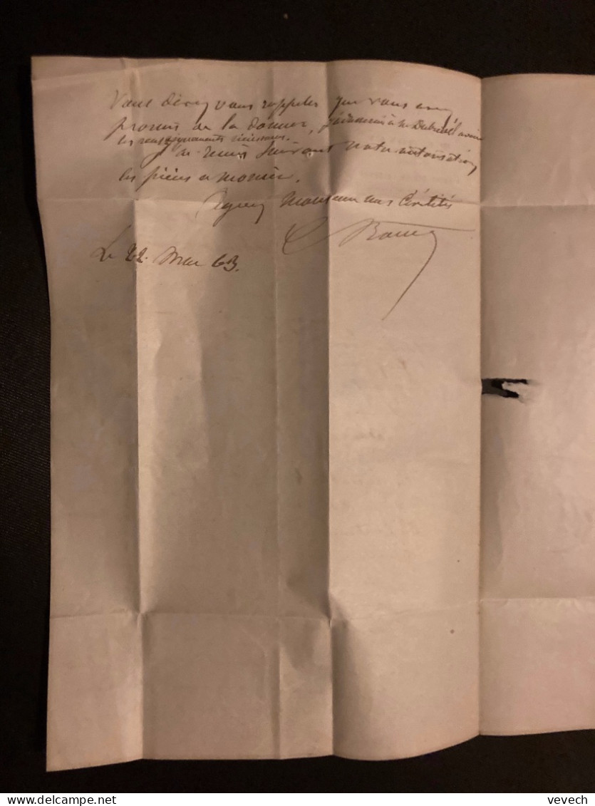 LETTRE (PLI) TP EMPIRE 20c DENTELE OBL. GC 3569 + 22 MAI 63 ST DIDIER LA SEAUVE (41) ROYET Notaire - 1849-1876: Période Classique