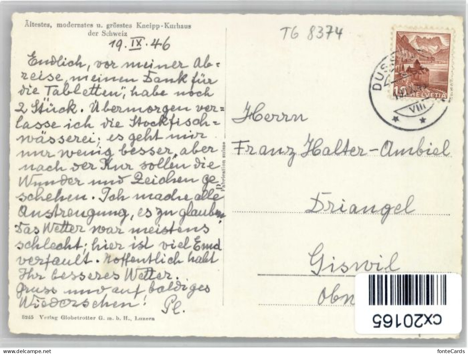 10738184 Dussnang Dussnang [Stempelabschlag] Kneipp Kurhaus  X Dussnang - Otros & Sin Clasificación