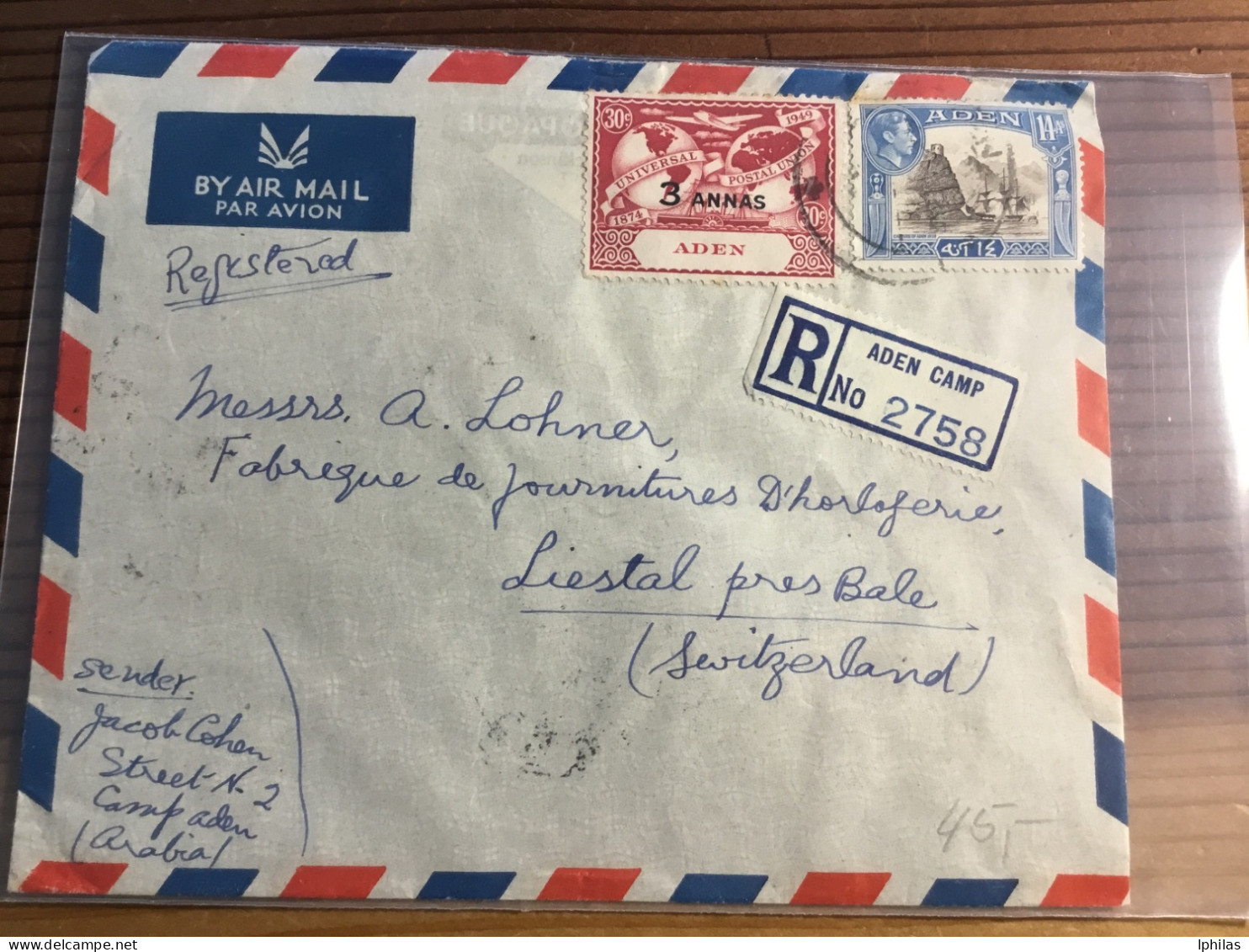 Aden Camp  Flugpost R- Brief In Die Schweiz - Aden (1854-1963)