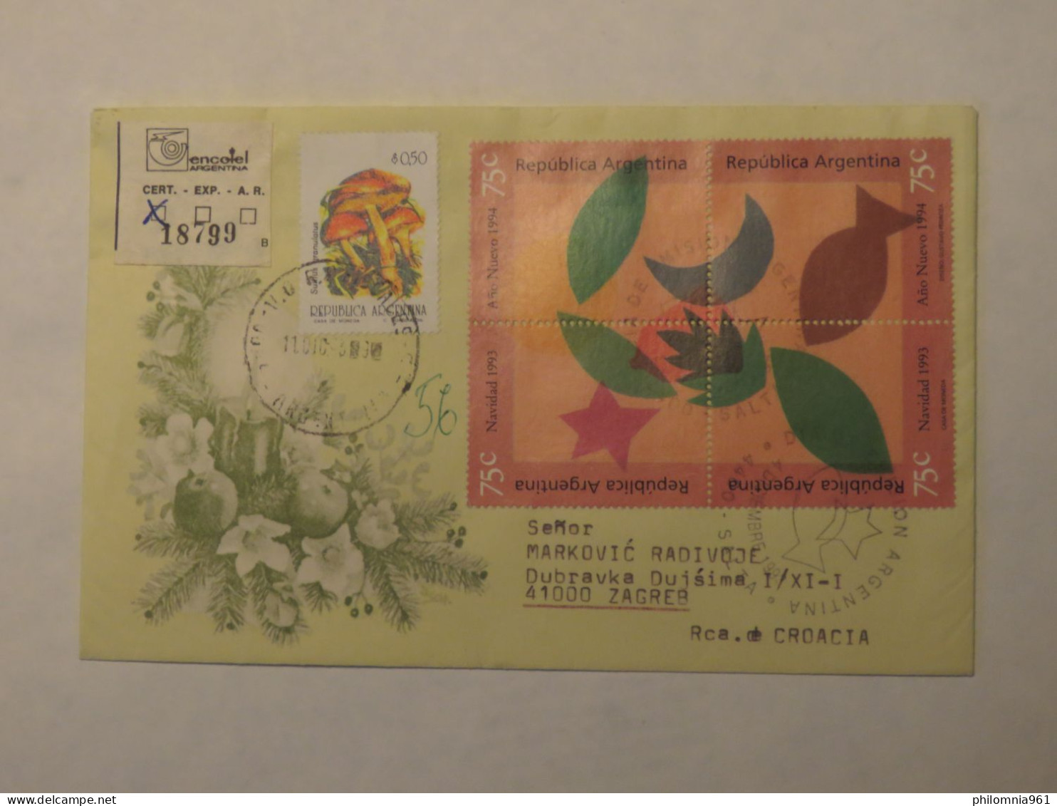 ARGENTINA COVER TO CROATIA 1993 - Sonstige & Ohne Zuordnung