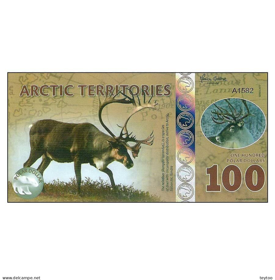 C0034# Territorios Árticos 2017 [BLL] 100 Dólares Polares (SC) - Fictifs & Spécimens