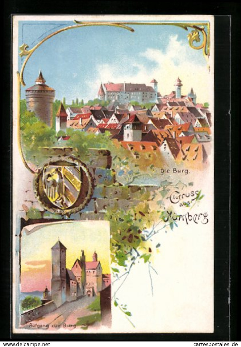 Lithographie Nürnberg, Ortsansicht Mit Burg  - Nuernberg