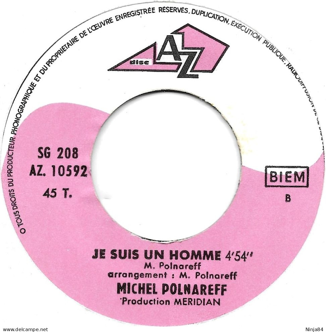 SP 45 RPM (7") Michel Polnareff  "  Gloria  " - Sonstige - Franz. Chansons