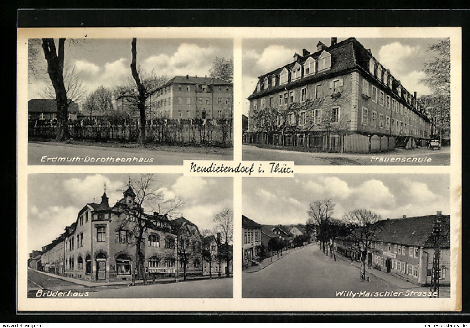 AK Neudietendorf / Thüringen, Erdmuth-Dorotheenhaus, Brüderhaus, Willy-Marschler-Strasse, Frauenschule  - Autres & Non Classés