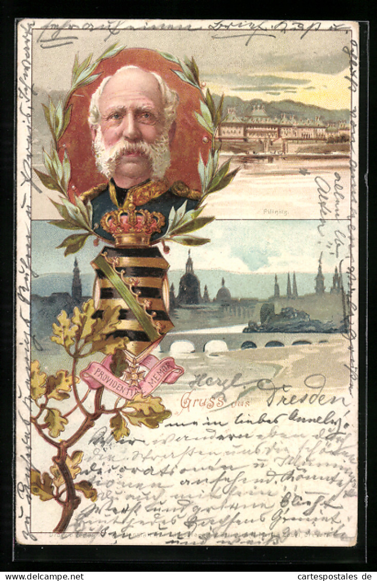 Lithographie König Albert Von Sachsen  - Familles Royales