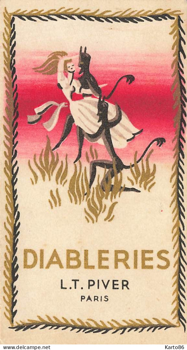 Mode * Carte Parfumée Ancienne Illustrée " Parfum DIABLERIES L.T. PIVER Paris " * Diable Devil Parfumerie - Mode