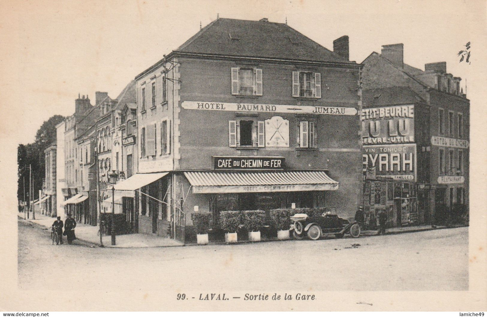 LAVAL Sortie De La Gare Café Du Chemin De Fer Hôtel Paumard -Jumeau , Hôtel Du Cygne Circulée 1931 - Laval