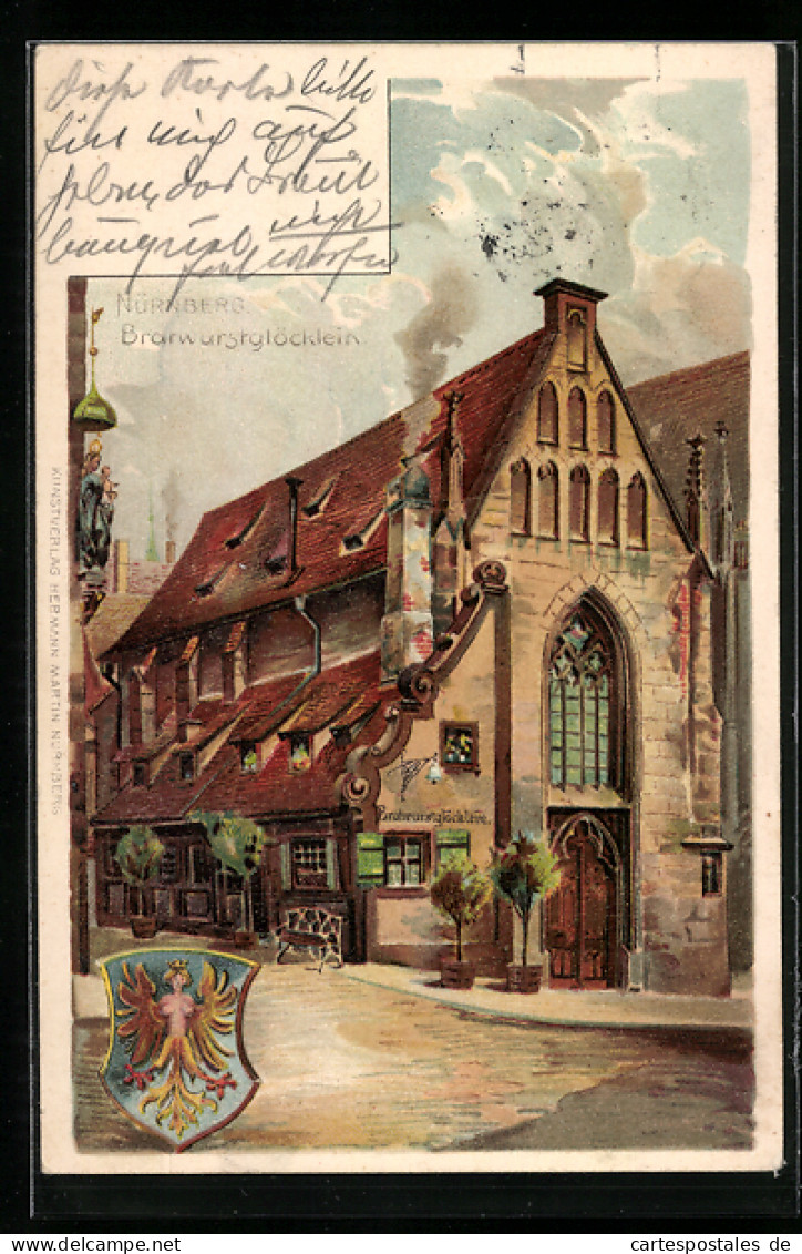 Lithographie Nürnberg, Ansicht Bratwurstglöcklein  - Nuernberg