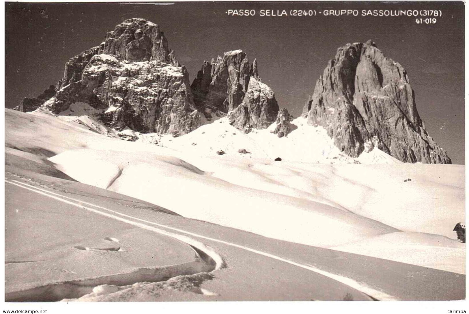 CARTOLINA PASSO SELLA CON ANNULLO TARGHETTA AZZURRO ALTO ADIGE - 1946-60: Marcophilie