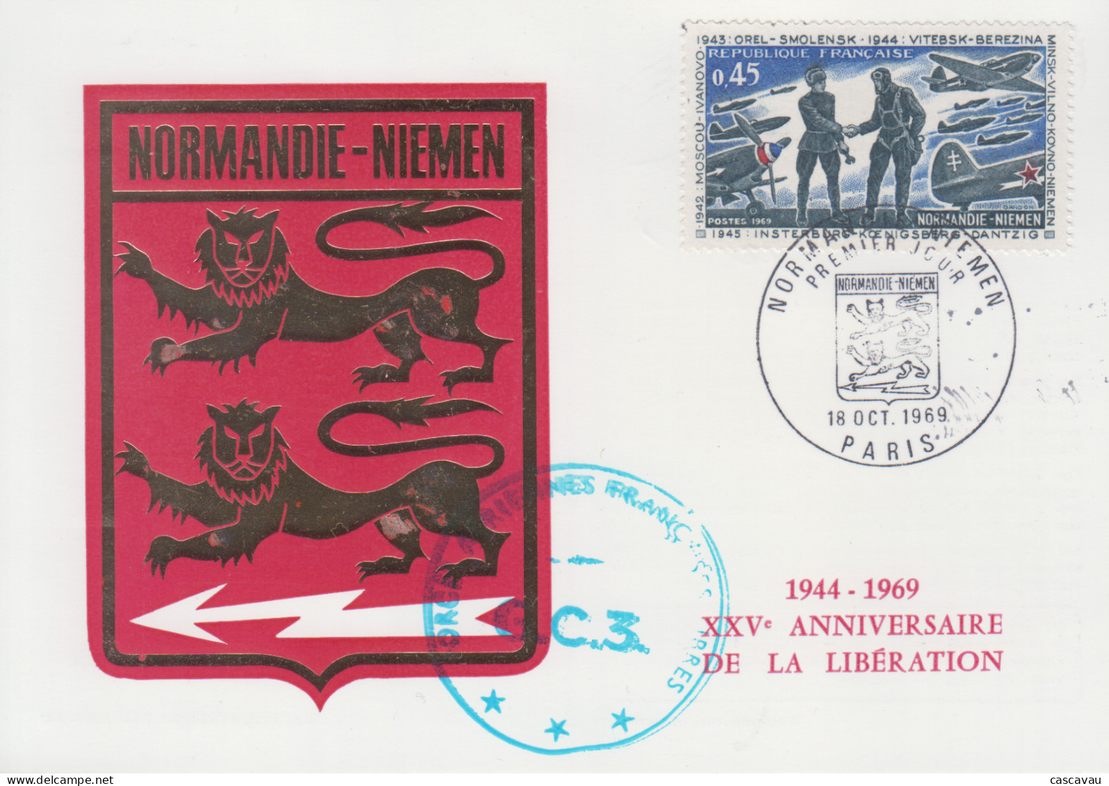 Carte   Maximum   1er   Jour    FRANCE    Escadrille  NORMANDIE - NIEMEN    Avec   Signature  D'un  Vétéran   1969 - 1960-1969