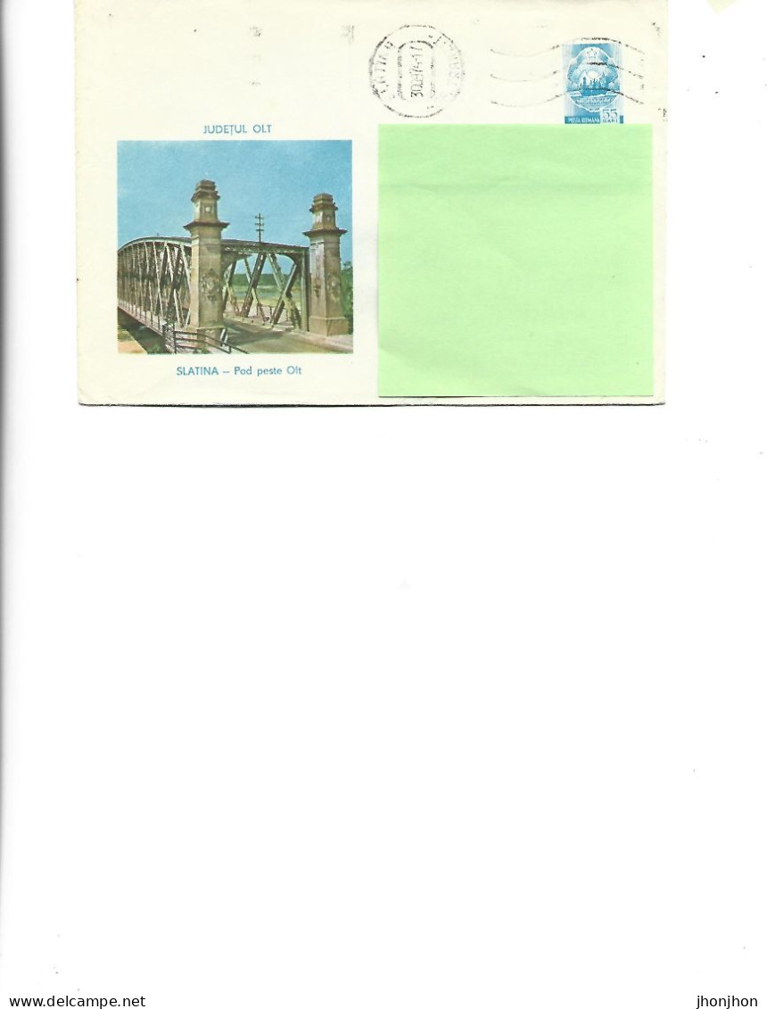 Romania - Post. St.cover Used 1973(1369) - Olt County  -    Slatina -   The Bridge Over The Olt - Entiers Postaux