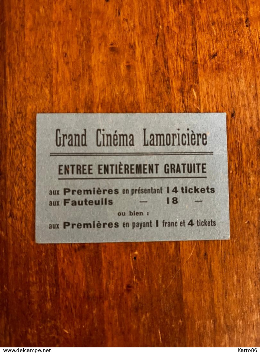 Nantes * Thème CINEMA * Grand Cinéma LAMORICIERE * Ticket Billet De Publicité * Ciné Film * Pub Docks De L'ouest - Nantes