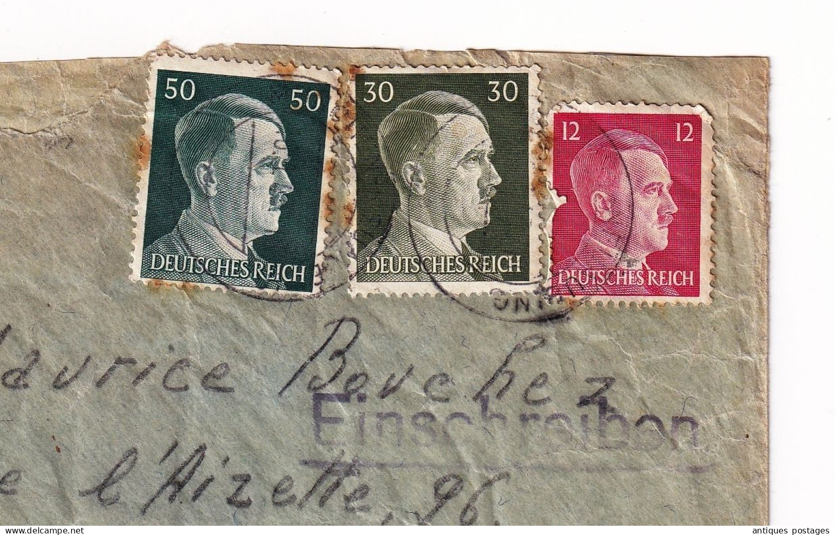 WW2 Registered München Bayern Neuaubing Censure Censor Timbre Adolf Hitler Deutschland Eugies Belgique - Lettres & Documents