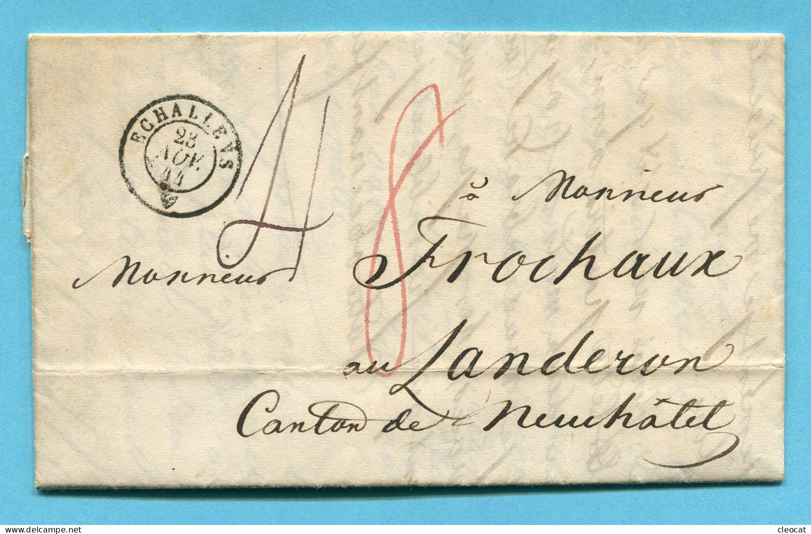 Faltbrief Von Echallens Nach Landeron 1844 - ...-1845 Vorphilatelie