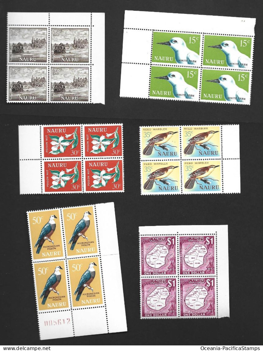 Nauru 1966 Decimal Definitives Part Set Of 12 MNH Marginal Blocks Of 4 , Most Corner , No 4c Or 5c - Nauru