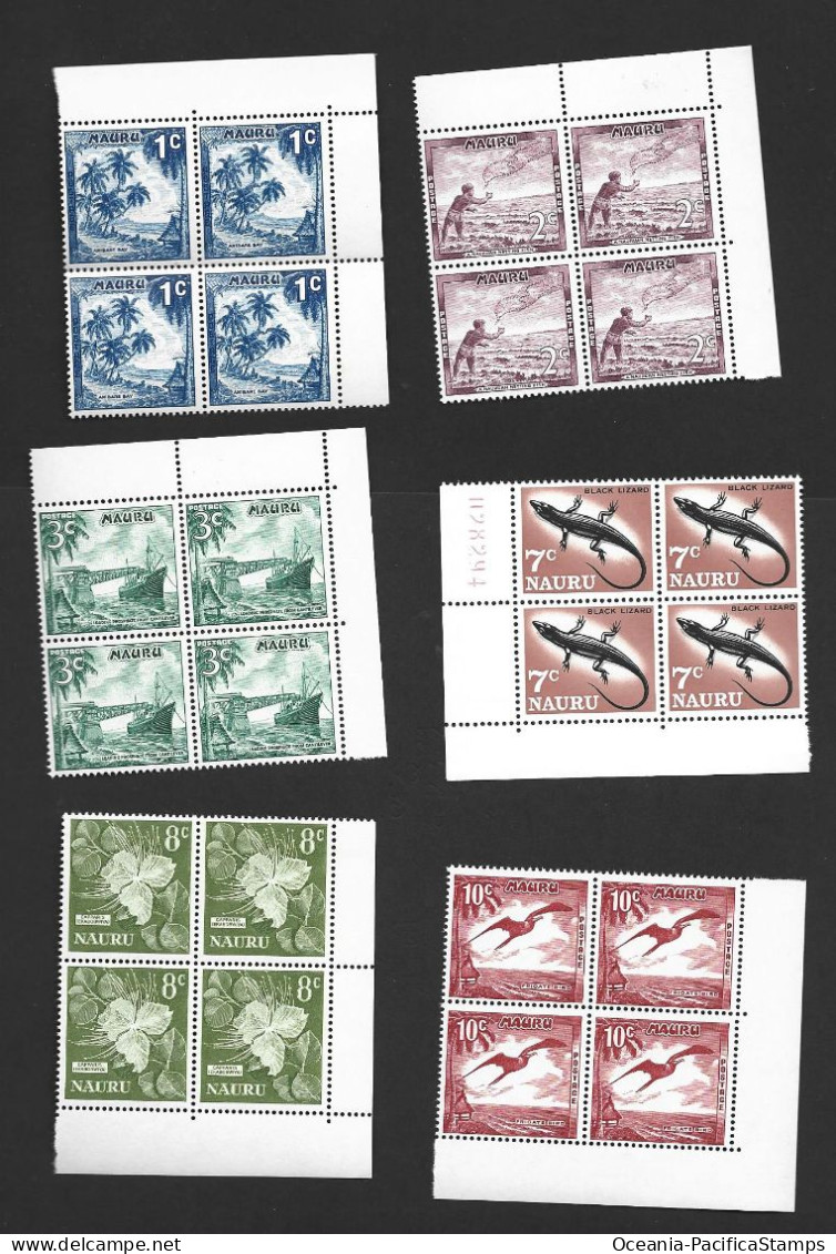 Nauru 1966 Decimal Definitives Part Set Of 12 MNH Marginal Blocks Of 4 , Most Corner , No 4c Or 5c - Nauru