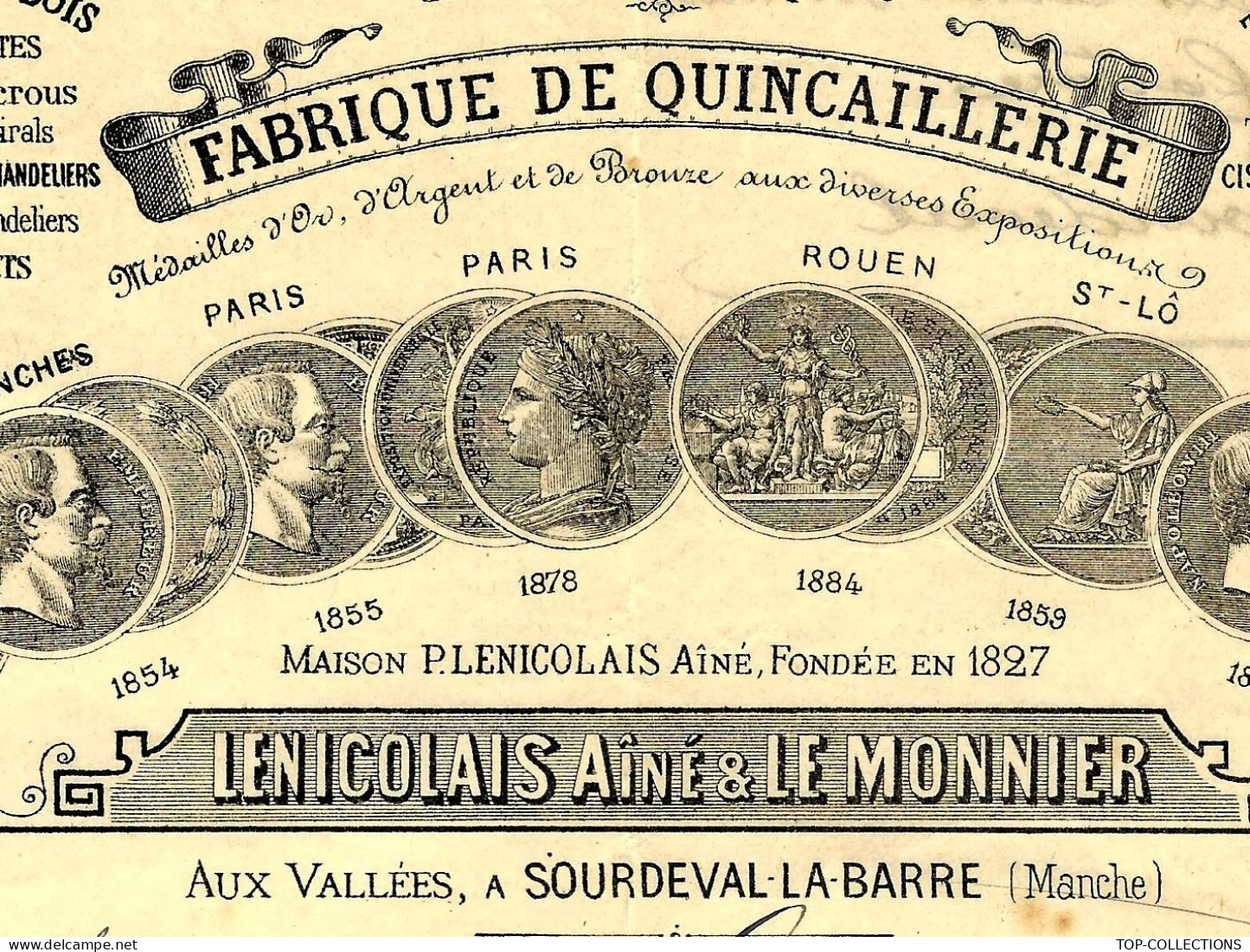 1886 ENTETE LENICOLAIS Ainé & Le Monnier Fabrique De Quincaillerie Aux Vallées Sourdeval La Barre Manche >la Nouvelle - 1849-1876: Période Classique