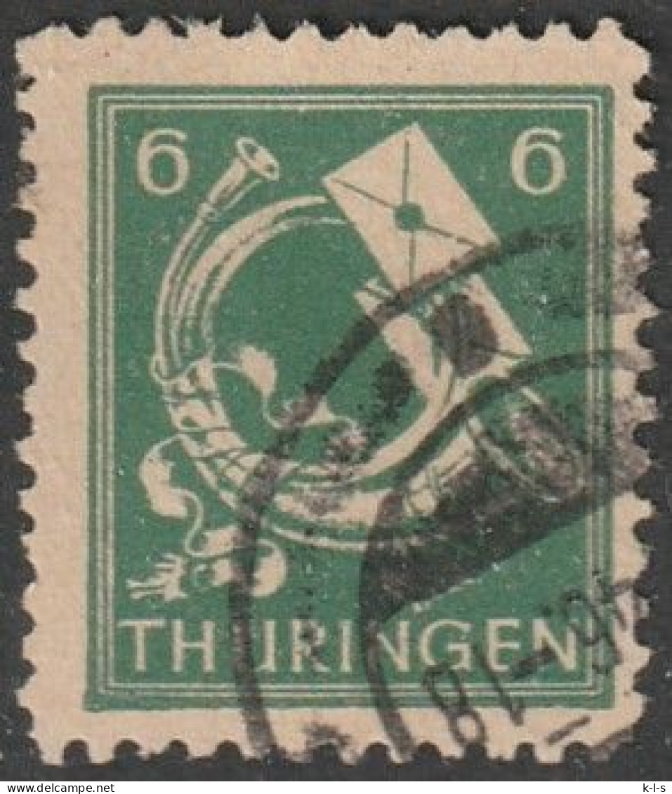 SBZ- Thüringen 1945, Mi. Nr. 95 AX Dt, Freimarke: 6 Pfg. Posthorn Und Brief.  Gestpl./used - Oblitérés