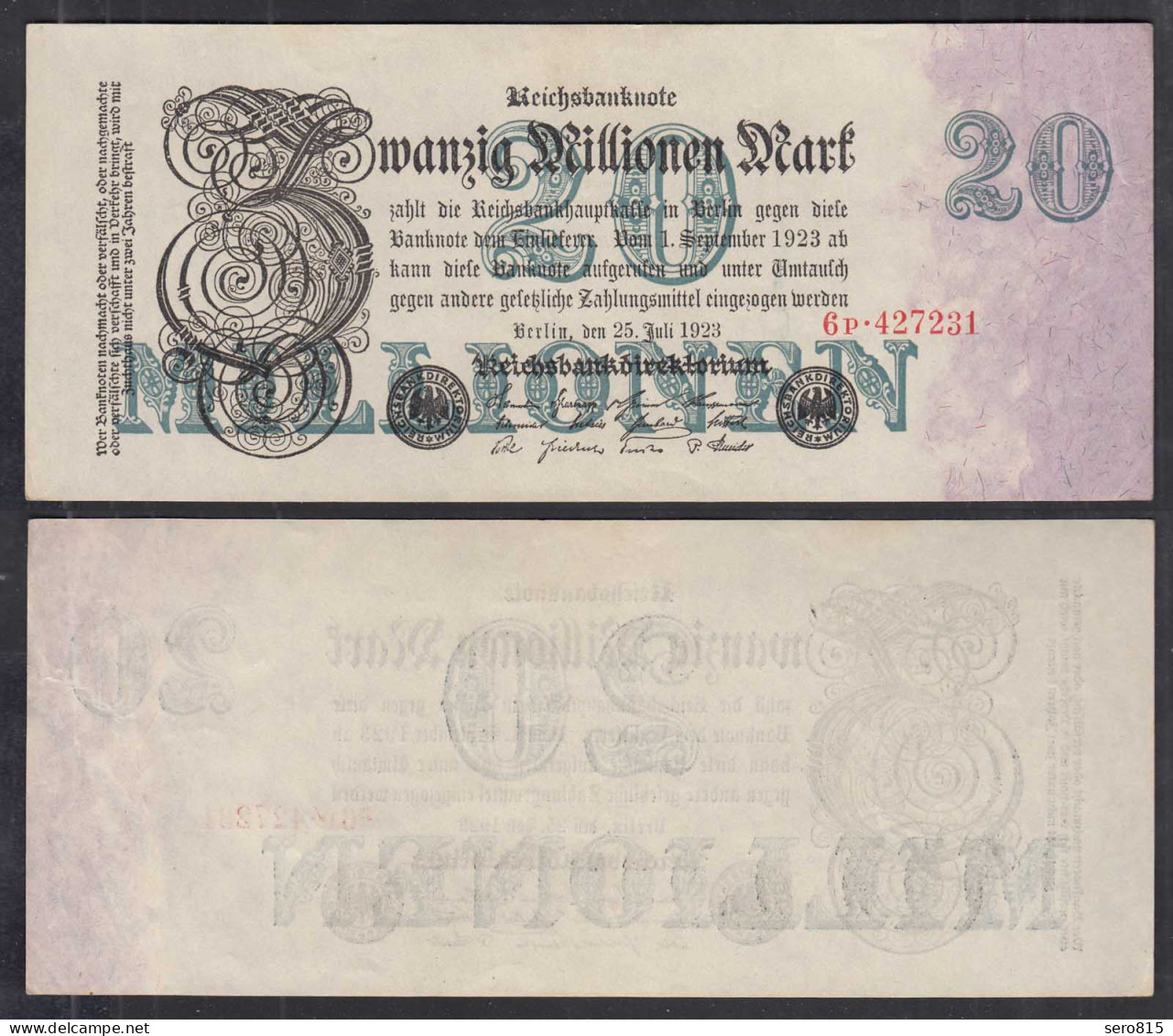 Reichsbanknote 2 Millionen Mark 1923 Ro 99b Pick 100 - AXF (2-) FZ: P BZ: 6 - Other & Unclassified