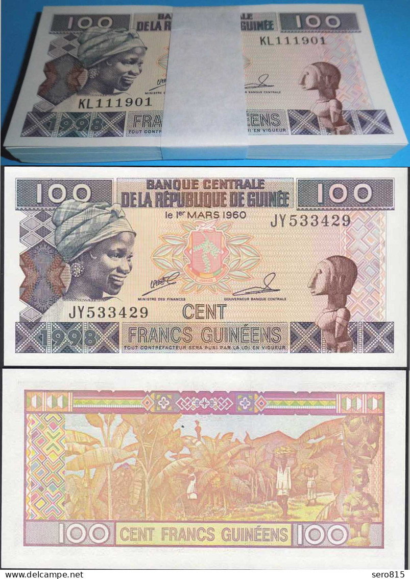 Guinea - Guinee 100 Francs  "1998"  Pick 35a UNC  Bundle á 100 Stück Dealer Lot  - Sonstige – Afrika