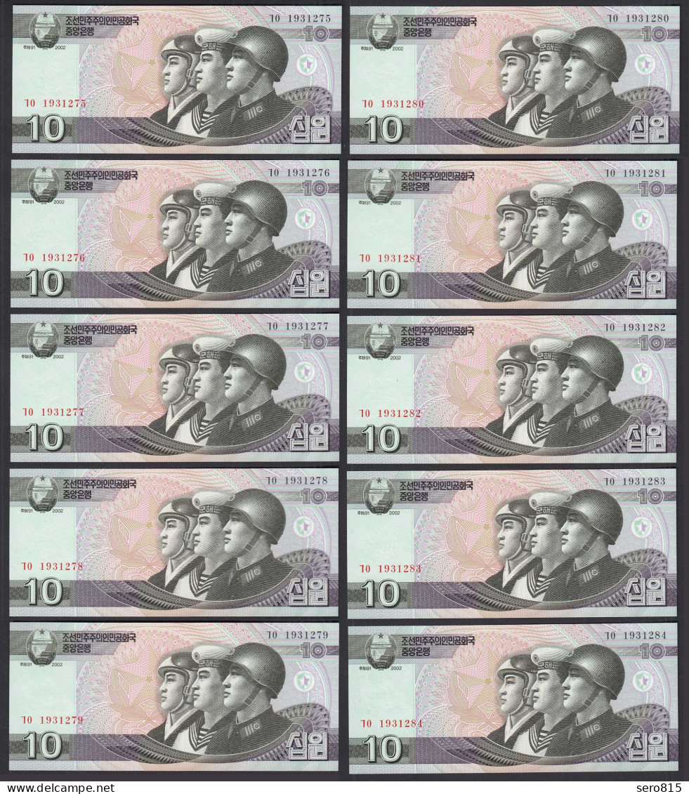 Korea -  10 Stück A 10 Won Banknote 2002 UNC     (89262 - Other - Asia